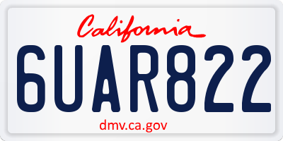 CA license plate 6UAR822