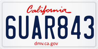 CA license plate 6UAR843