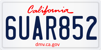 CA license plate 6UAR852