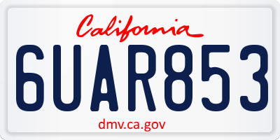 CA license plate 6UAR853