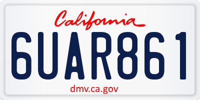 CA license plate 6UAR861