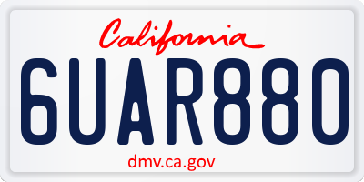 CA license plate 6UAR880