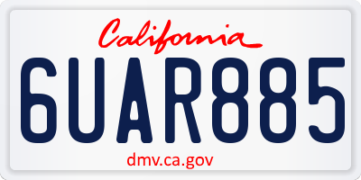 CA license plate 6UAR885