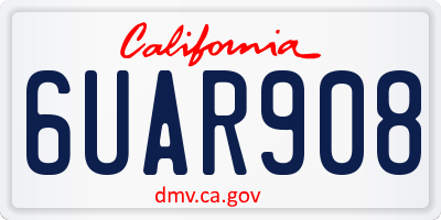 CA license plate 6UAR908
