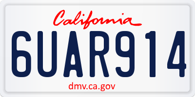 CA license plate 6UAR914
