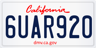 CA license plate 6UAR920
