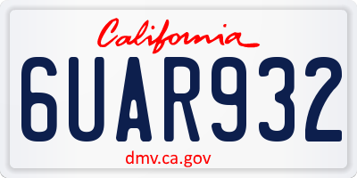 CA license plate 6UAR932