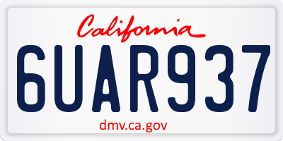CA license plate 6UAR937