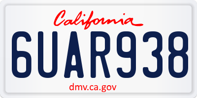CA license plate 6UAR938