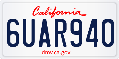CA license plate 6UAR940