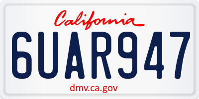 CA license plate 6UAR947