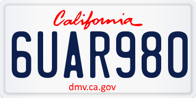 CA license plate 6UAR980