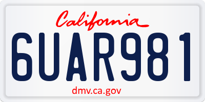 CA license plate 6UAR981