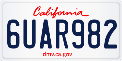 CA license plate 6UAR982