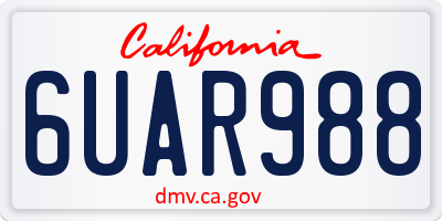 CA license plate 6UAR988