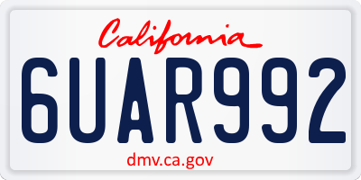 CA license plate 6UAR992
