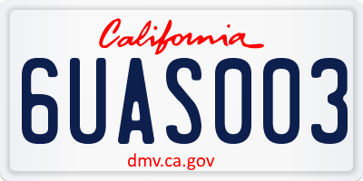 CA license plate 6UAS003