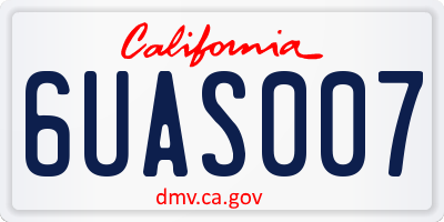 CA license plate 6UAS007