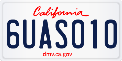 CA license plate 6UAS010