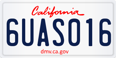 CA license plate 6UAS016