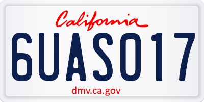 CA license plate 6UAS017