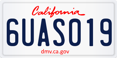 CA license plate 6UAS019