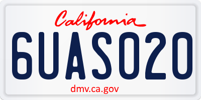 CA license plate 6UAS020