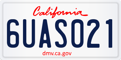 CA license plate 6UAS021