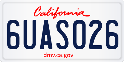 CA license plate 6UAS026