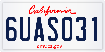 CA license plate 6UAS031