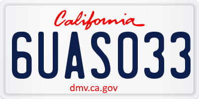 CA license plate 6UAS033
