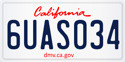 CA license plate 6UAS034