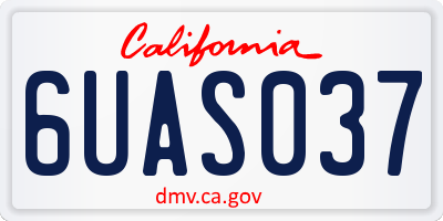 CA license plate 6UAS037
