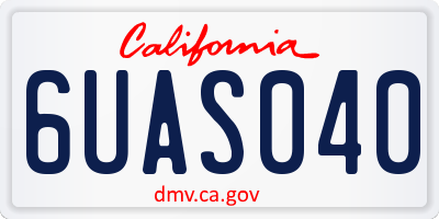 CA license plate 6UAS040