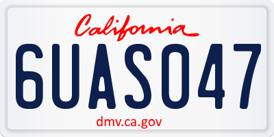 CA license plate 6UAS047