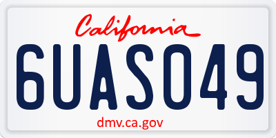 CA license plate 6UAS049