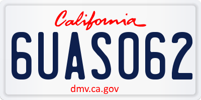 CA license plate 6UAS062