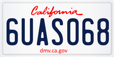 CA license plate 6UAS068