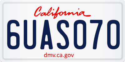CA license plate 6UAS070
