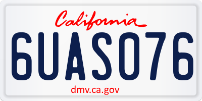 CA license plate 6UAS076