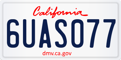 CA license plate 6UAS077