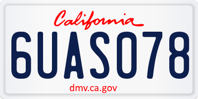 CA license plate 6UAS078