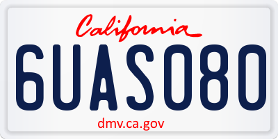 CA license plate 6UAS080