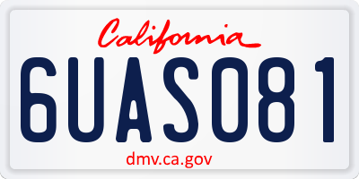 CA license plate 6UAS081