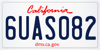 CA license plate 6UAS082