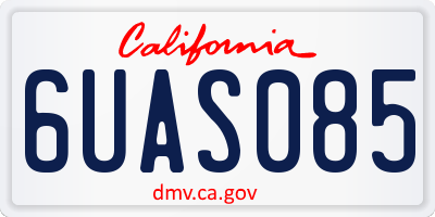 CA license plate 6UAS085