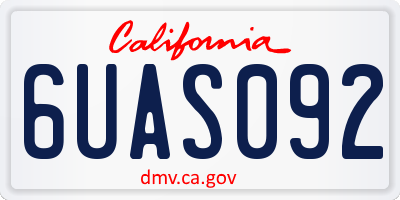 CA license plate 6UAS092