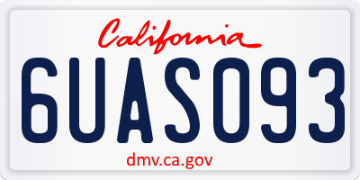 CA license plate 6UAS093