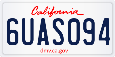 CA license plate 6UAS094
