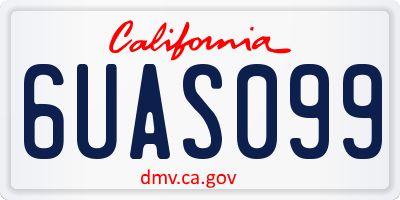 CA license plate 6UAS099